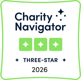 Rated three out of four stars by Charity Navigator, 2026. Opens the Charity Navigator profile in a new tab.